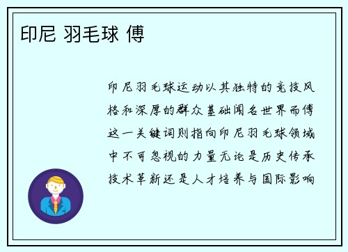 印尼 羽毛球 傅