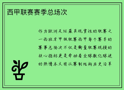 西甲联赛赛季总场次